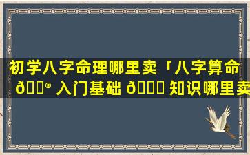 初学八字命理哪里卖「八字算命 💮 入门基础 🐕 知识哪里卖」